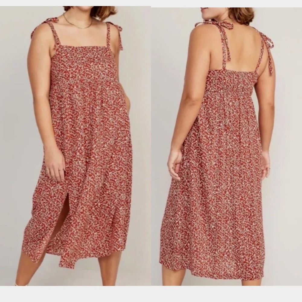 Old Navy Tie-Shoulder Ditzy Floral Print Midi Dress Boho Prairie Cottagecore 3X